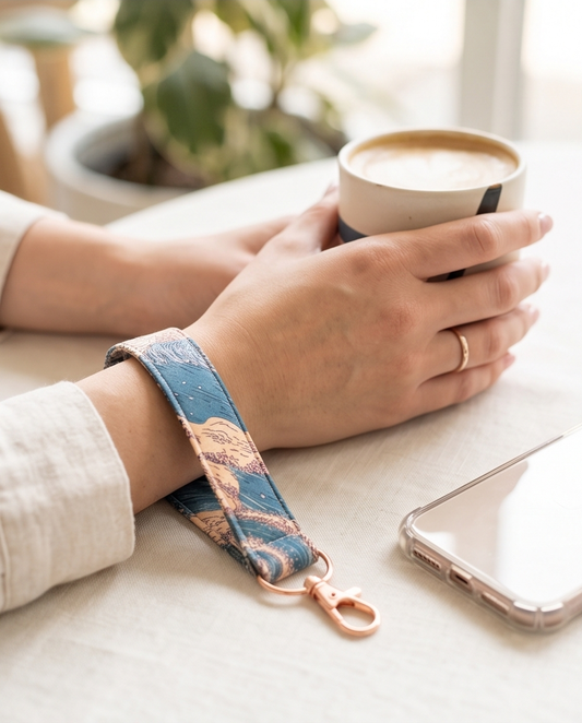 Japanese-Inspired Fabric Wristlet Keychain