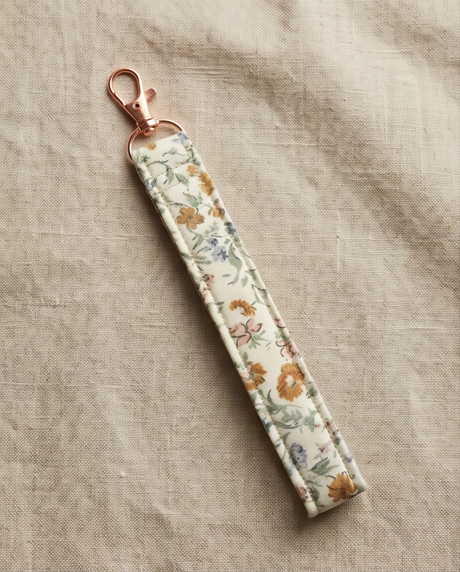 Cozy Floral Fabric Wristlet Keychain