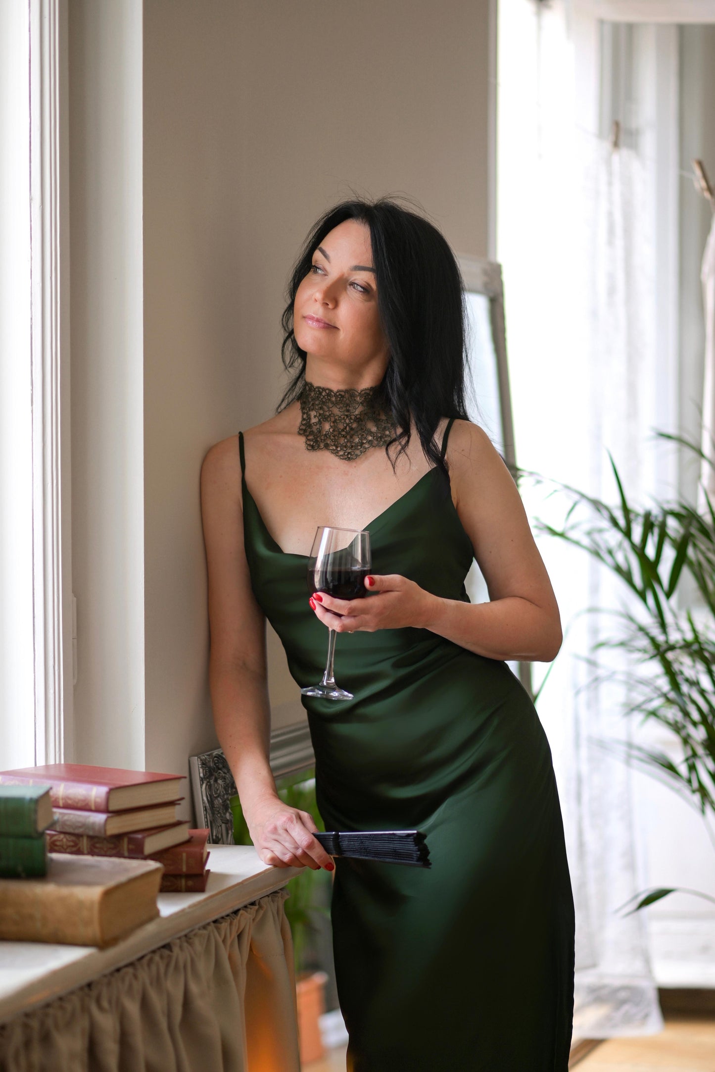 Elegant Handcrafted Tatted Lace Necklace with Glass Beads – 925 Silver Clasp