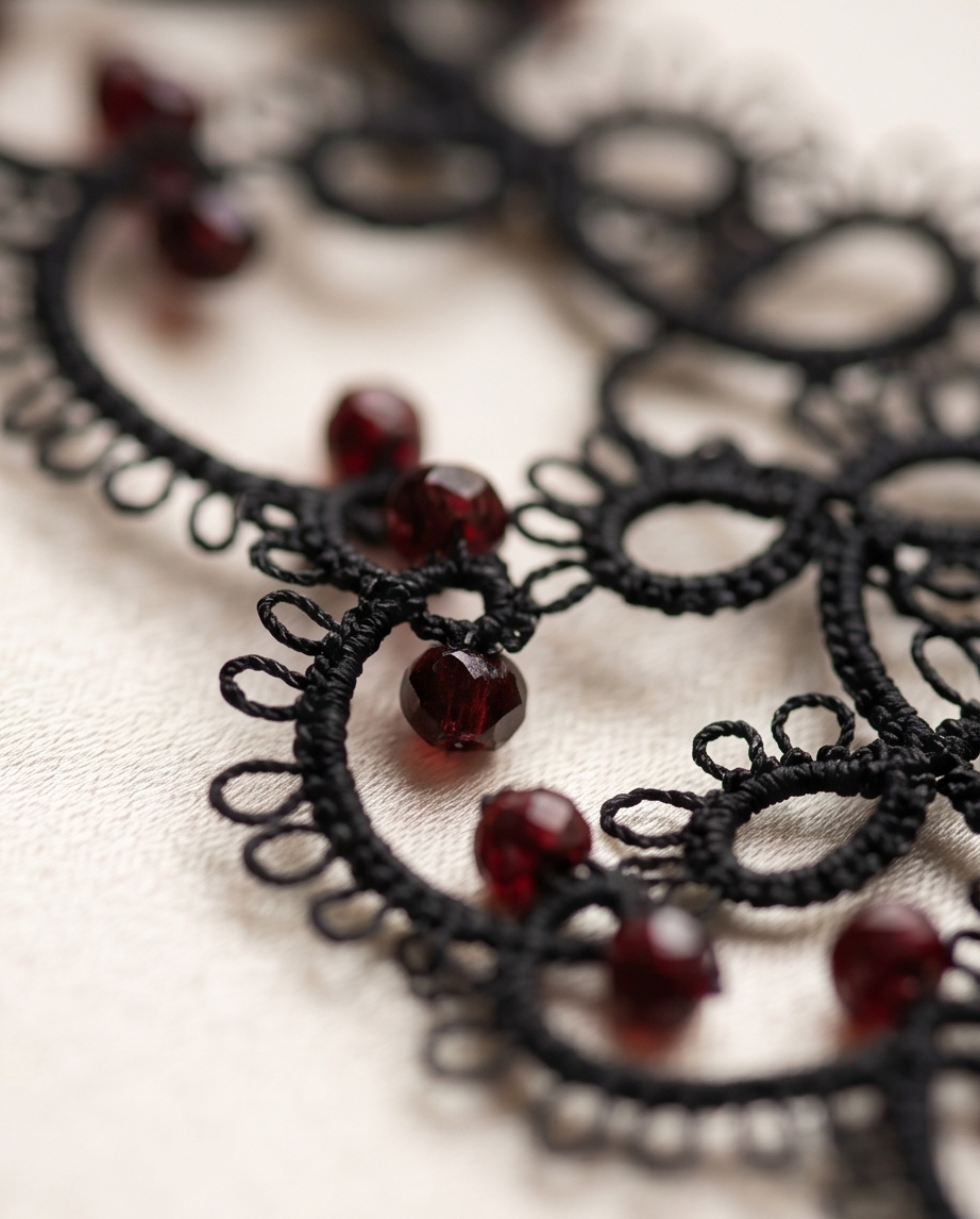 Dark Romance Lace Necklace – Victorian Gothic Jewelry with Crimson Accents