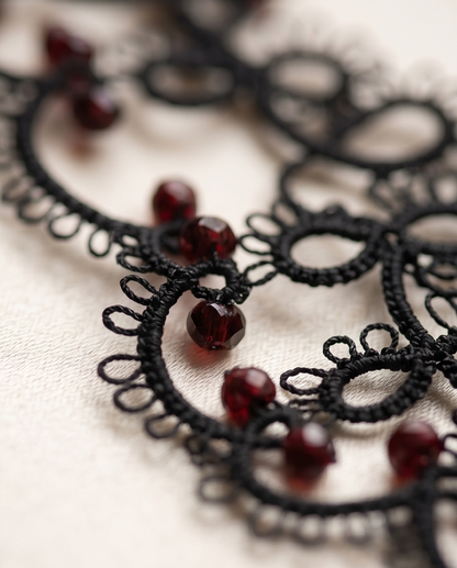 Dark Romance Lace Necklace – Victorian Gothic Jewelry with Crimson Accents