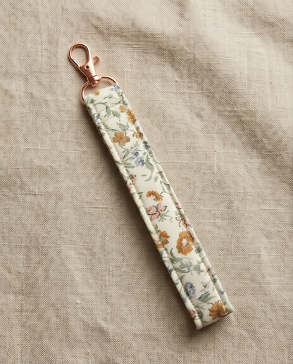 Cozy Floral Fabric Wristlet Keychain