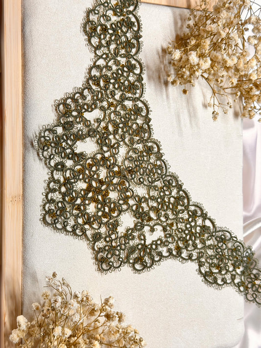 Elegant Handcrafted Tatted Lace Necklace with Glass Beads – 925 Silver Clasp