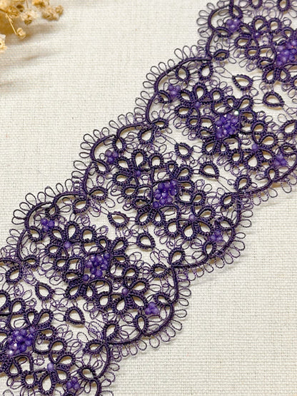 Grapevine Lace Bracelet with Glass Beads and Stainless Steel Clasp