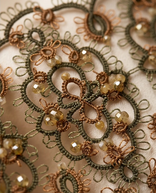 Luxury Green Garnet Lace Bracelet - Handcrafted Beaded Jewelry with Magnetic Clasp