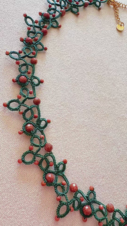 Jewelry set Necklace & Earrings with shimmering golden sandstone