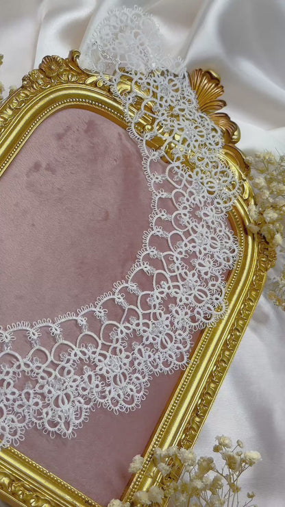 Heirloom Lace Choker for Brides – Handcrafted Wedding Necklace with Glass Beads