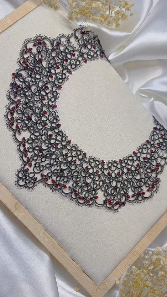 Dark Romance Lace Necklace – Victorian Gothic Jewelry with Crimson Accents